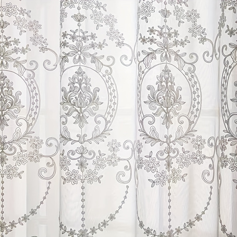 Home Office Gadgets - 1pc White Embroidered Sheer Curtain European
