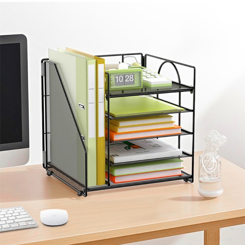 Letter Tray Desk - Desk Document Organiser 5-Tiered Metal File