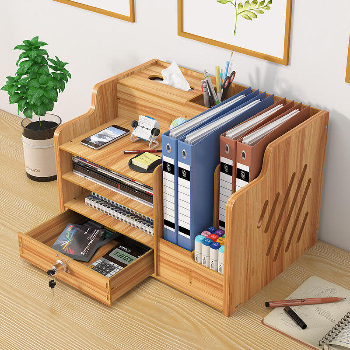 Letter Tray Desk - Home Organizer Rack Wooden Desk Paper