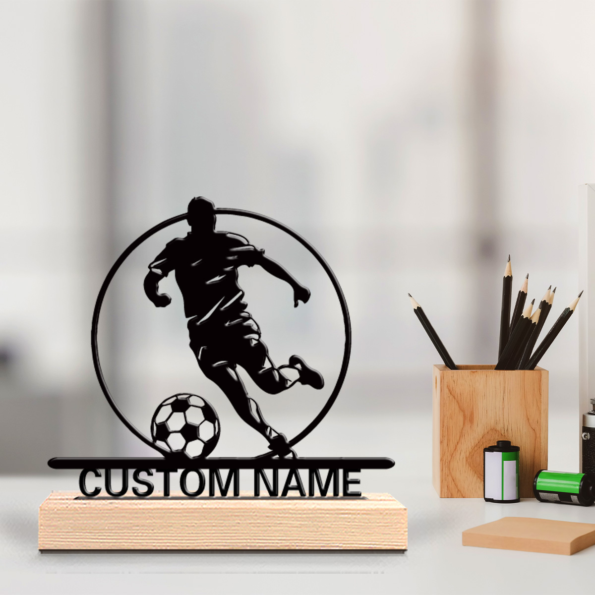 Home Office Gifts - Custom Soccer Player Metal Statue with