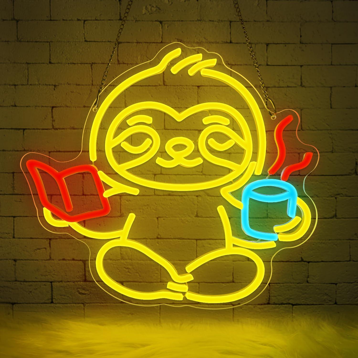 Home Office Gifts - Sloth Neon Sign USB Dimmable LED