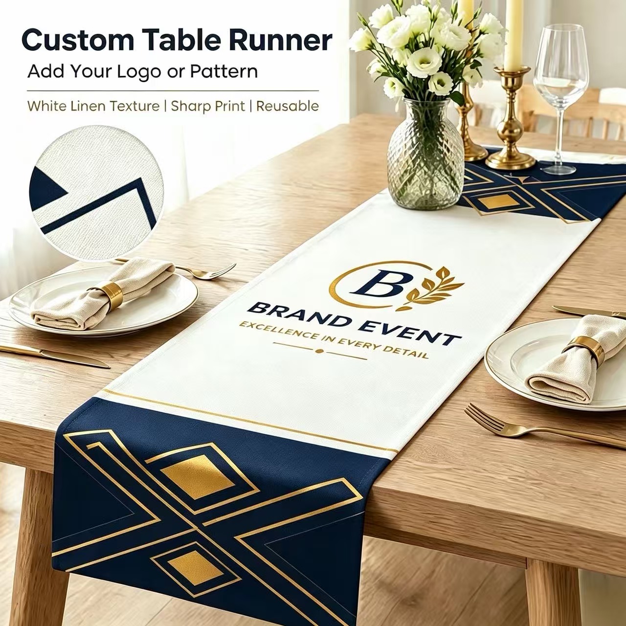 Home Office News - Custom Table Runner Personalized Name Photo