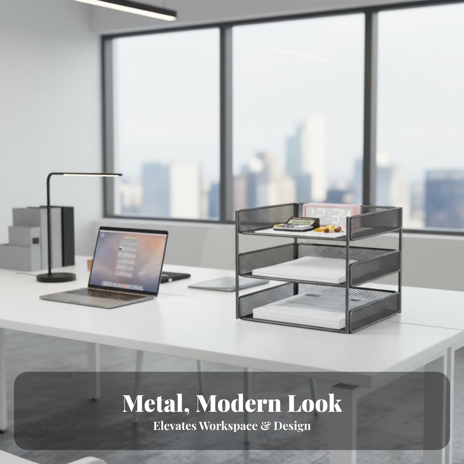 Letter Tray Desk - Multi-Tier Letter Tray Space-Saving Document Organizer