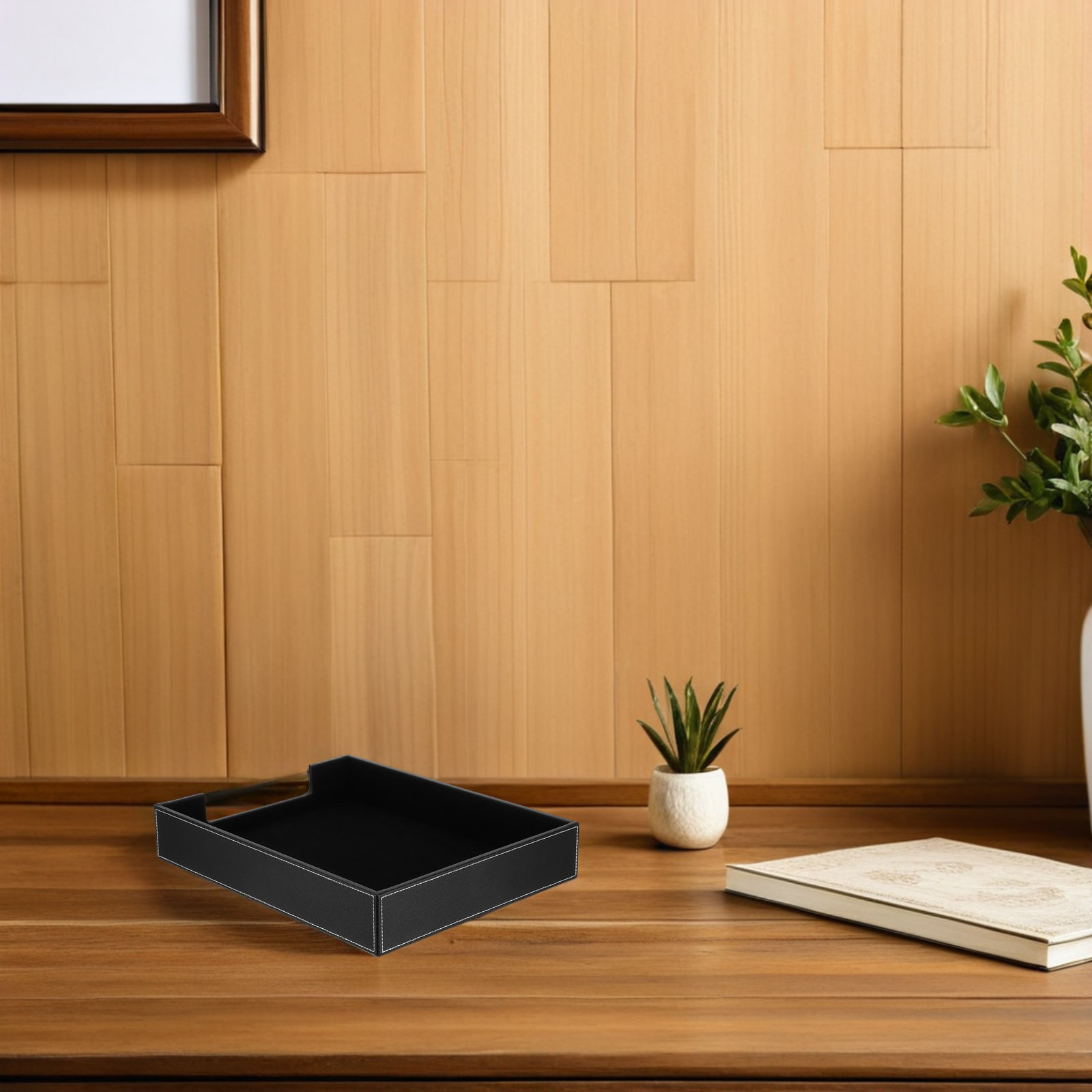 Letter Tray Desk - Black Desktop File Organizer Tray 14x11x2.4