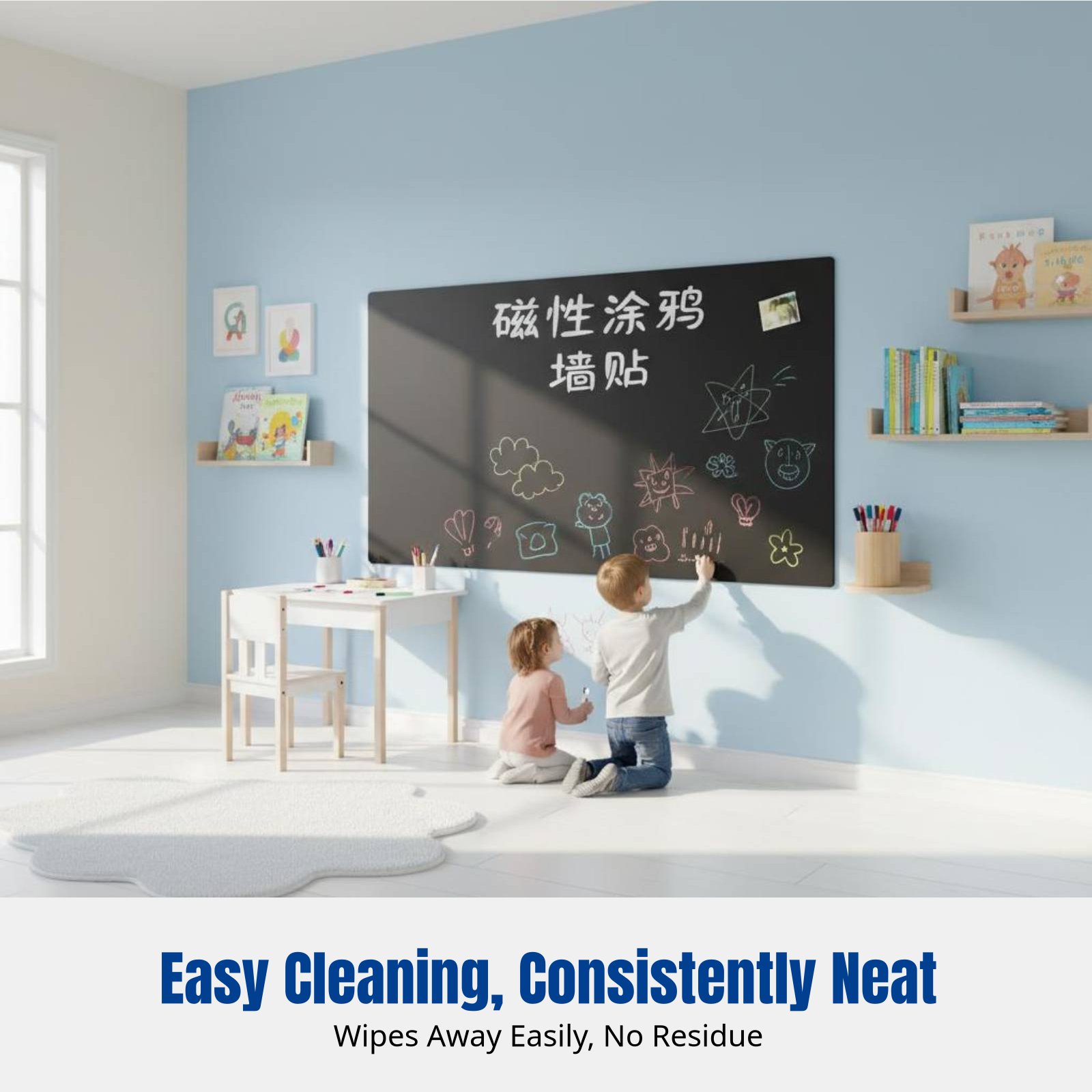 Whiteboard Magnetic - Whiteboard Wall Sticker for Kids, Removable