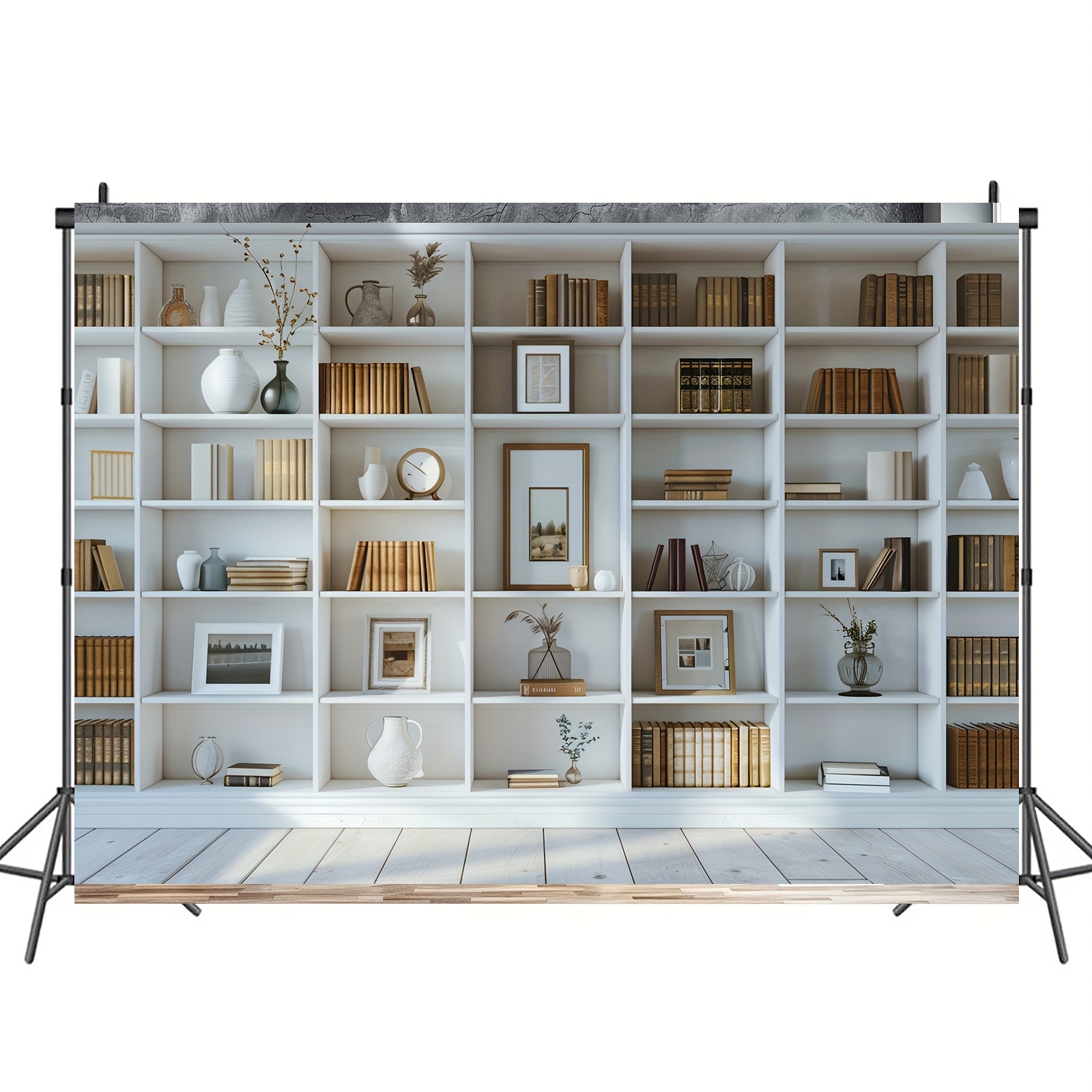 1pc White Bookshelf background - Home Office Background For Zoom review and price