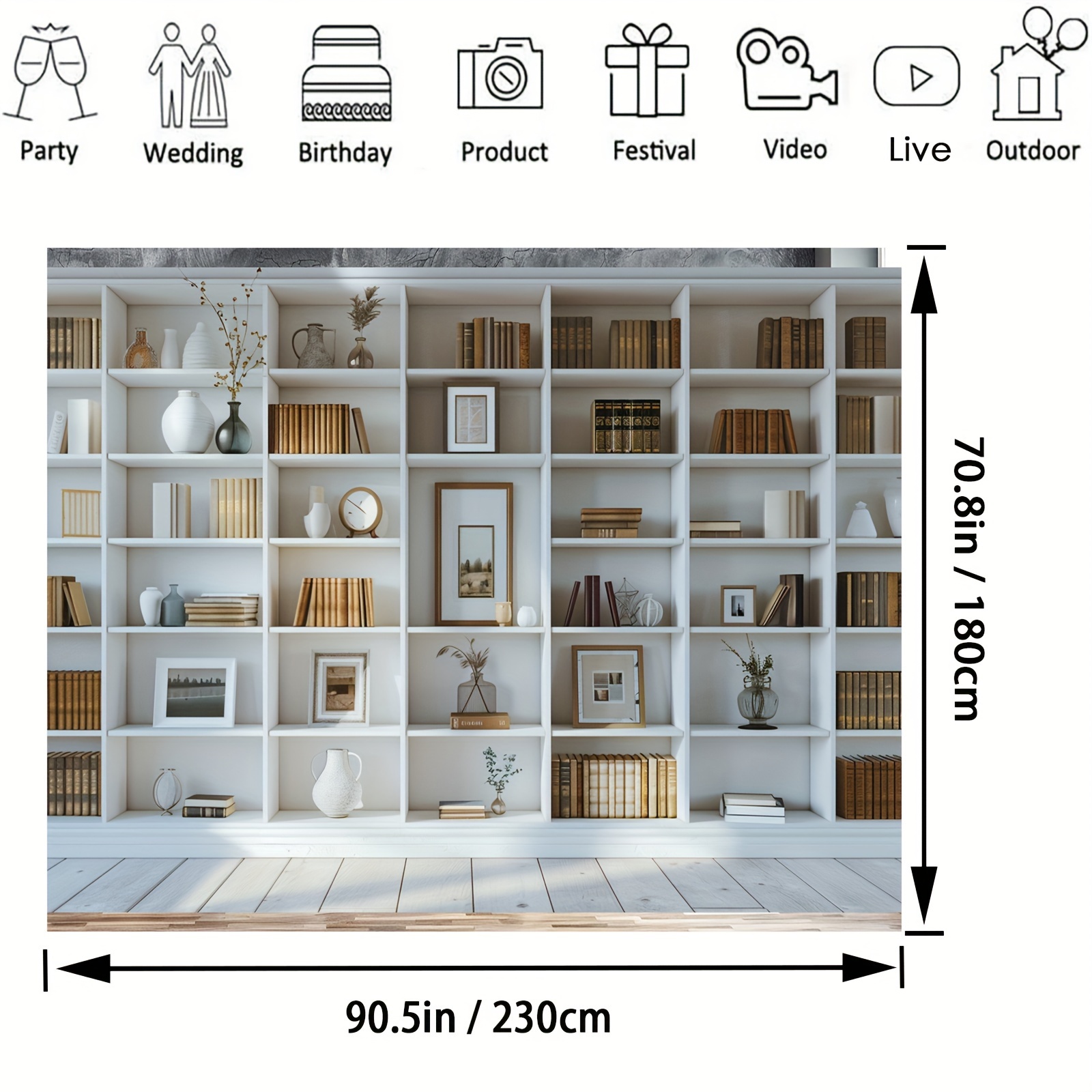 1pc White Bookshelf background - Home Office Background For Zoom review and price