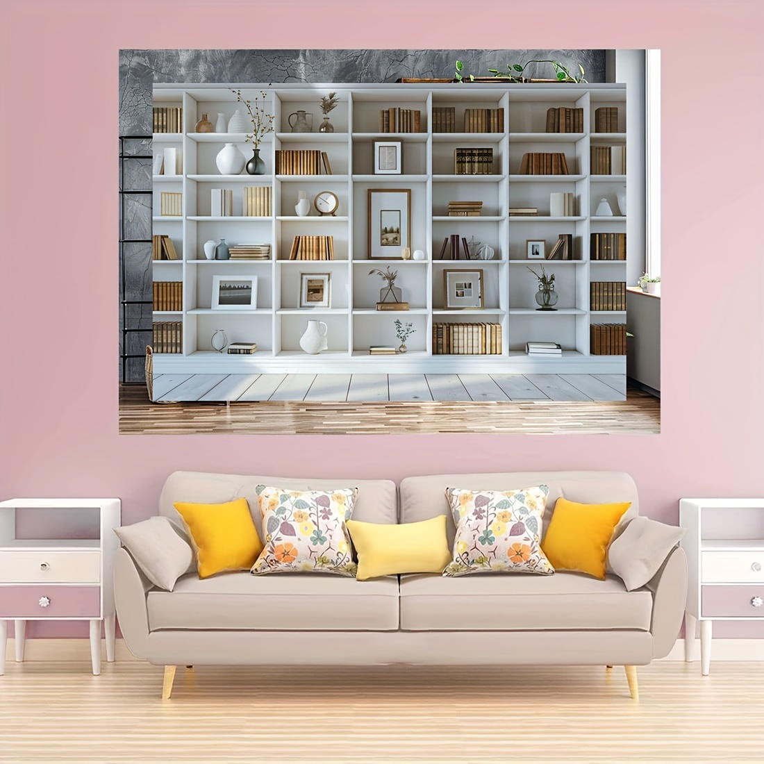 1pc White Bookshelf background - Home Office Background For Zoom review and price