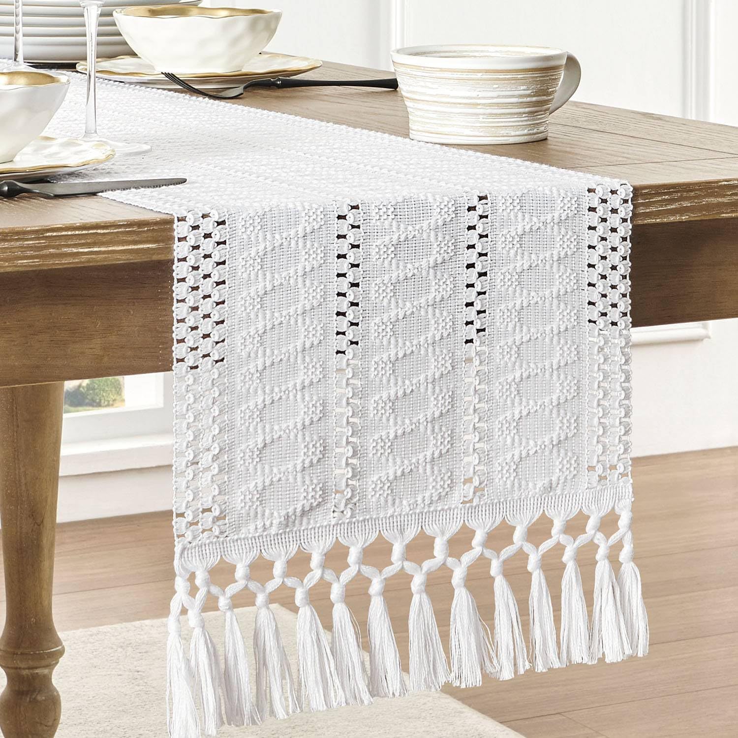 Beige Boho Linen Table Runner  - Home Office News review and price