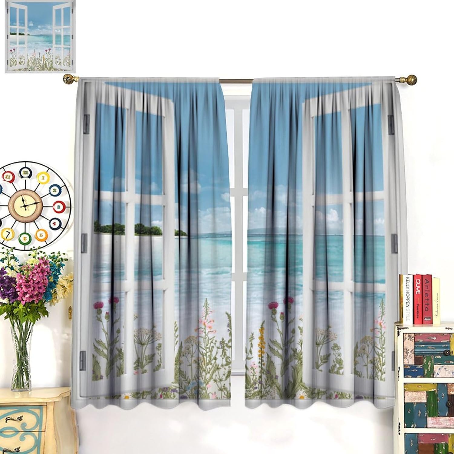 Polyester Tropical Coastal Bea - Home Office With View review and price