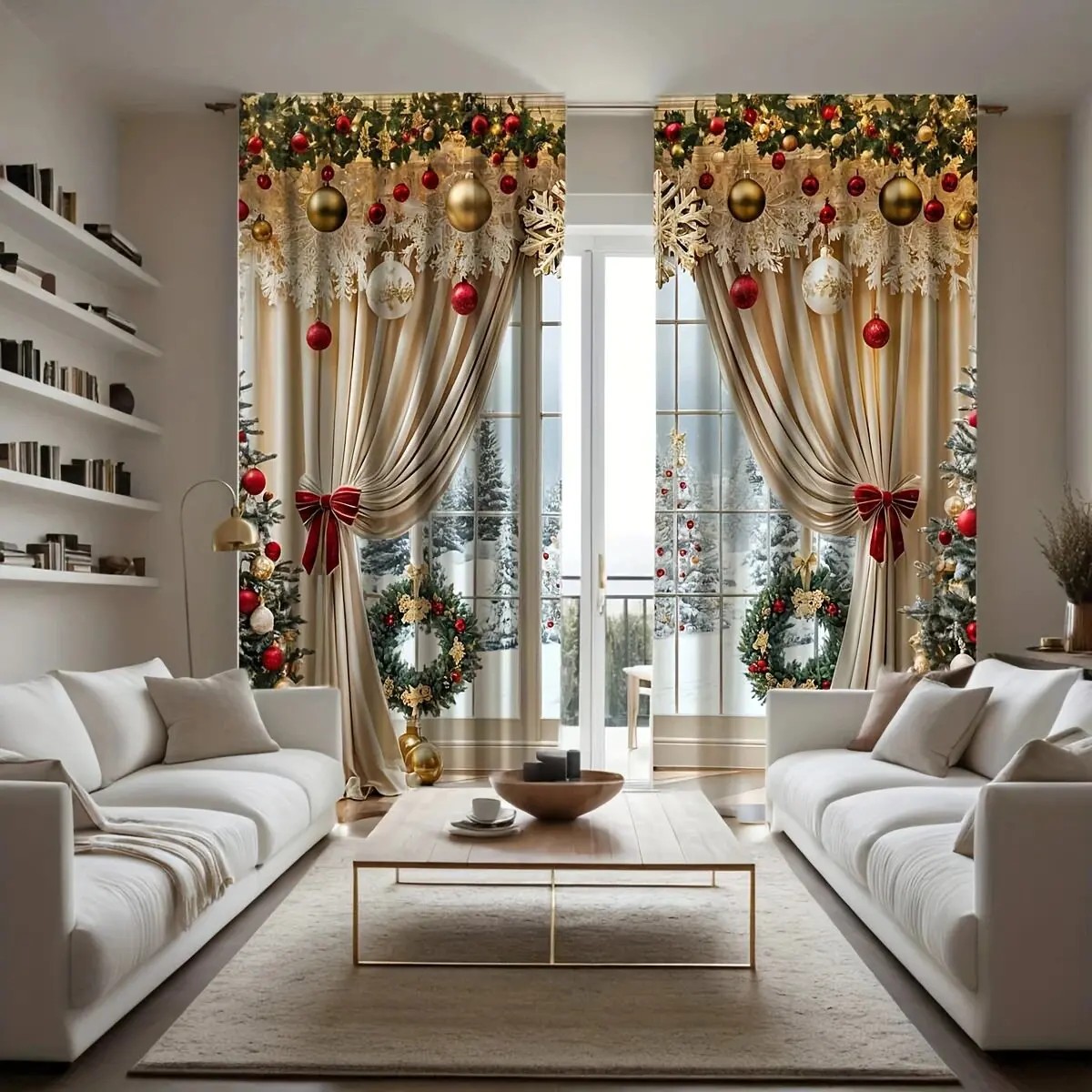 2PCS Christmas Curtains Xmas B - Home Office With View review and price