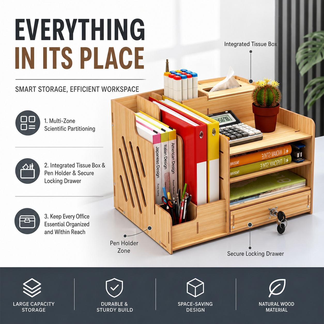 Home Organizer Rack Wooden Des - Letter Tray Desk review and price