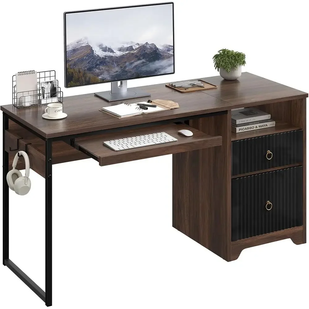 55 Cherry Wood Computer Desk w - Letter Tray Desk review and price