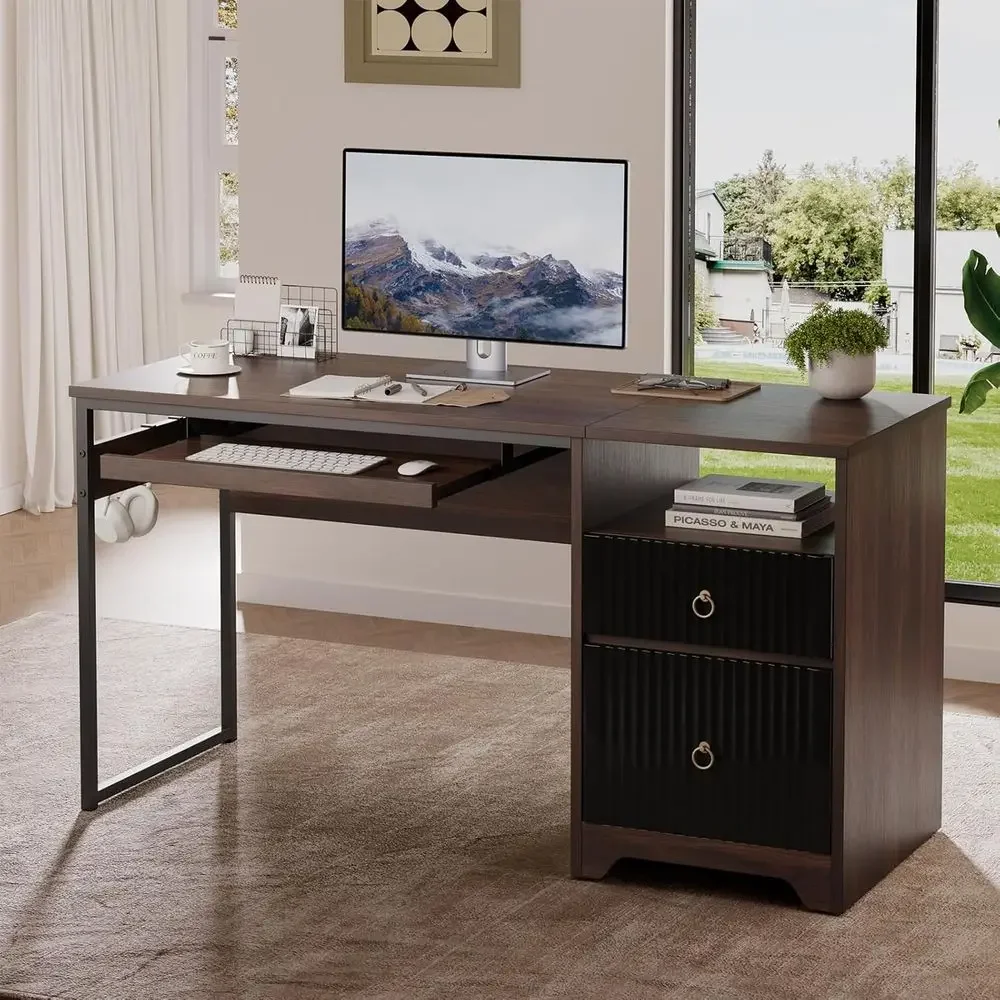 55 Cherry Wood Computer Desk w - Letter Tray Desk review and price