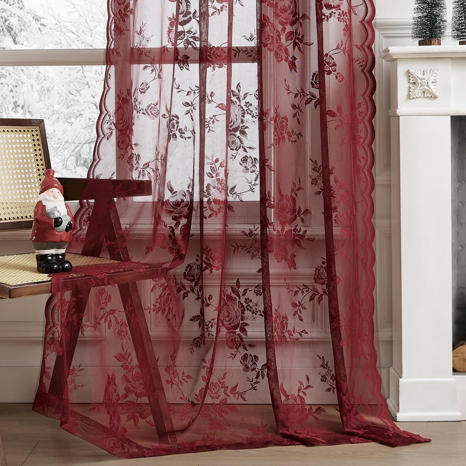 1 pc Burgundy Lace Curtains 45 - Home Office Gadgets review and price